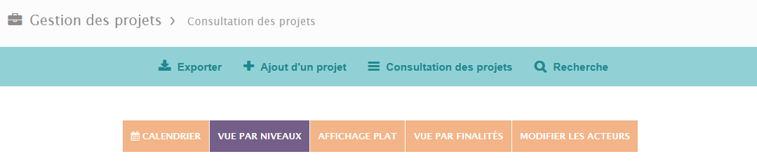 Bouton "Calendrier" dans la barre de visualisation du plan d'actions