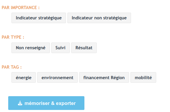 bouton permettant de mémoriser et exporter